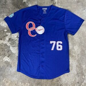 Old Chicago Pizza and Tap Room Baseball Jersey Size Medium Blue Short Sleeve